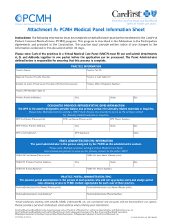 Attachment A: PCMH Medical Panel Information Sheet