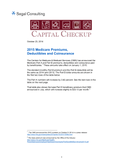 2015 Medicare Premiums, Deductibles and