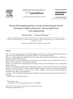 Successful implementation of user-centered game based learning in