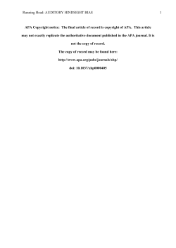 Running Head: AUDITORY HINDSIGHT BIAS AUDITORY