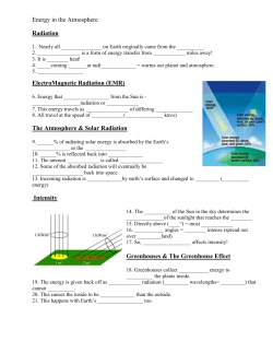 10 LS Worksheet about Energy in the Atmosphere