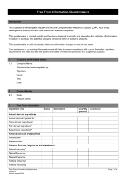 Free From Information Questionnaire