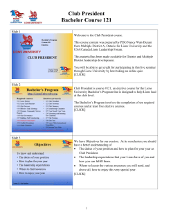 Club President Bachelor Course 121