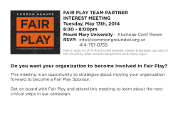 FAIR PLAY TEAM PARTNER INTEREST MEETING Tuesday, May