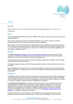 Exemptions from continuing professional development for nurses