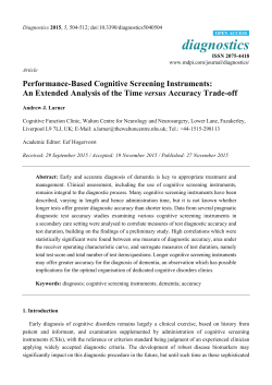 Performance-Based Cognitive Screening Instruments
