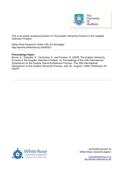 The Analytic Hierarchy Process in the Supplier Selection Problem