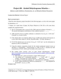 Alcohol Dehydrogenase Kinetics