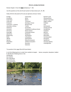 SNC 1D &ndash; Ecology Test Review Review Chapter 1 from the NEW