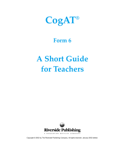 CogAT Form 6 Short Guide for Teachers