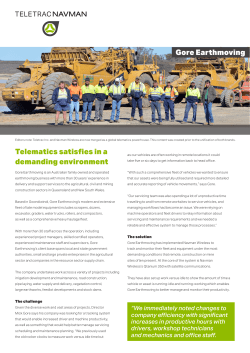 Gore Earthmoving Telematics satisfies in a