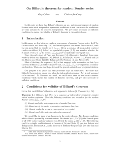 On Billard`s theorem for random Fourier series 1