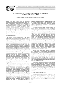 optimization of process parameters of alloyed steels using co2 lasers