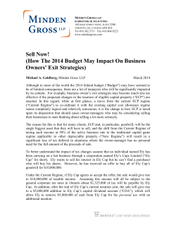 Sell Now! (How The 2014 Budget May Impact