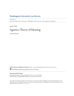 Against a Theory of Meaning - Washington University Open