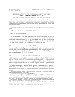GLOBAL ASYMPTOTIC CONTROLLABILITY IMPLIES INPUT