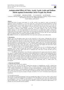 Antimicrobial Effect of Citric, Acetic, Lactic Acids and Sodium Nitrite
