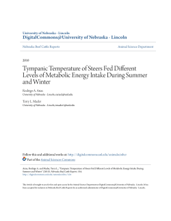 Tympanic Temperature of Steers Fed Different Levels of Metabolic