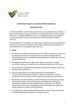 1 ACECQA Board Position on Authorised Officer Qualifications 22