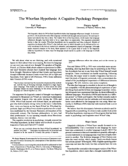 The Whorfian Hypothesis: A Cognitive Psychology Perspective
