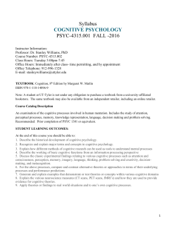 Syllabus COGNITIVE PSYCHOLOGY PSYC-4315.001
