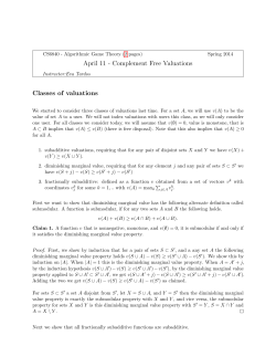 April 11 - Complement Free Valuations Classes of valuations