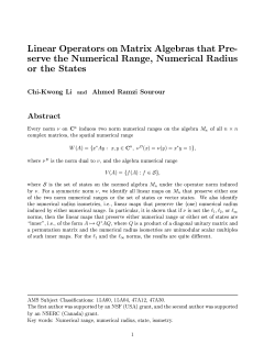 Linear Operators on Matrix Algebras that Pre- serve the