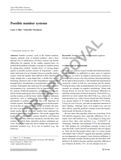 Possible number systems - Northwestern University
