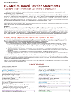 NC Medical Board Position Statements