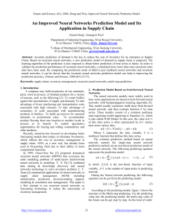 An Improved Neural Networks Prediction Model and Its Application