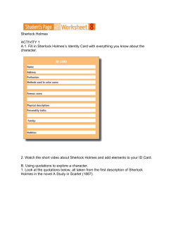 Sherlock Holmes ACTIVITY 1 A.1. Fill in Sherlock Holmes`s Identity
