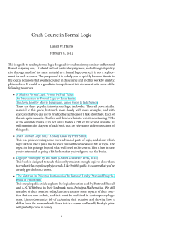 Crash Course in Formal Logic