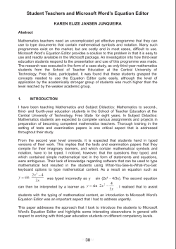 Student Teachers and Microsoft Word`s Equation Editor