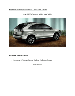 Assignment: Planning Production for Toyota North America Lexus
