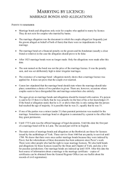 Marriage Bonds and Allegations