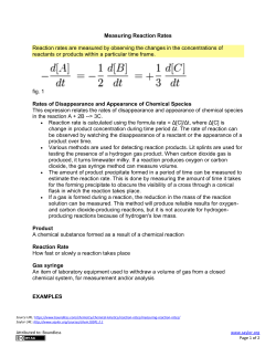 Measuring Reaction Rates Reaction rates are measured by