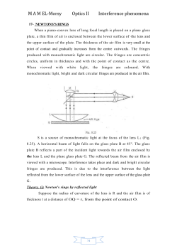M A M EL-Morsy Optics II Interference phenomena