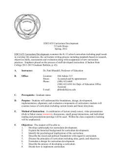 EDCI 635 Curriculum Development