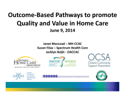 MA02 - Outcome-Based Pathways to Promote Quality and Value in