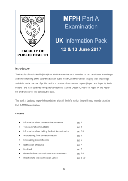 MFPH Part A Examination - Faculty of Public Health