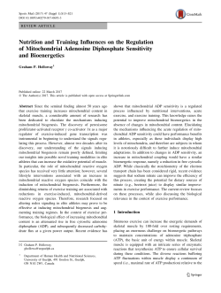 Nutrition and Training Influences on the Regulation of Mitochondrial