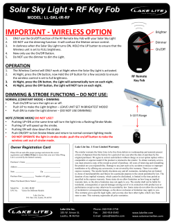 Solar Sky Light + RF Key Fob IMPORTANT