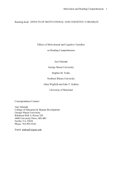 Motivation and Reading Comprehension 1 Running head