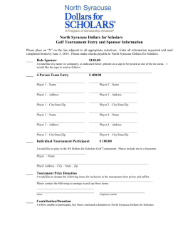 Golf Tournament Entry and Sponsor Information