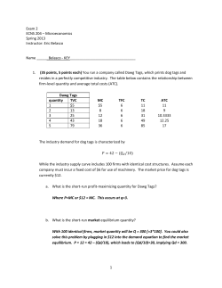 1 Exam 2 ECNS 204 – Microeconomics Spring 2013 Instructor: Eric
