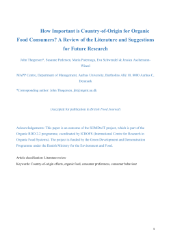 How Important is Country-of-Origin for Organic Food Consumers? A