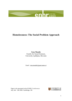 Homelessness: The Social Problem Approach