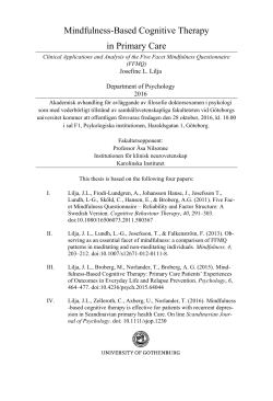 Mindfulness-Based Cognitive Therapy in Primary Care