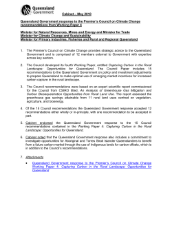 Response to the Premier`s Council on Climate change Working