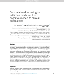 Computational modeling for addiction medicine: From cognitive